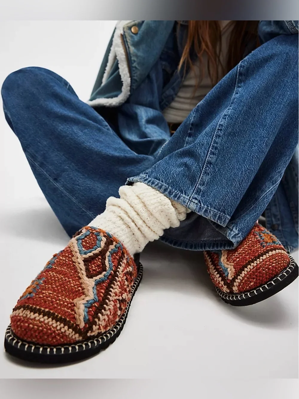 New Free People Magic Carpet Terracotta boho mules woven uppers 6 7 NIB